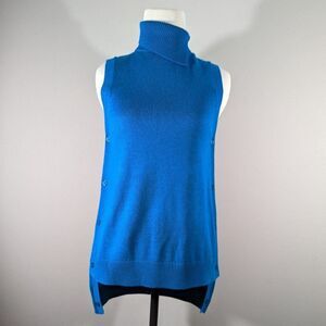 The Limited Womens Blue Sleeveless Knit Turtleneck Sz XS Office Casual Mature